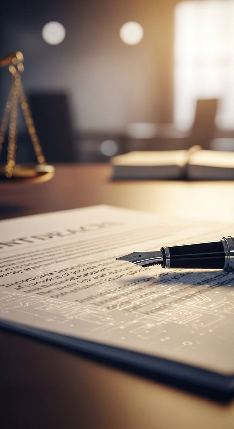 Contrato assinado com caneta, representando Direito Cível